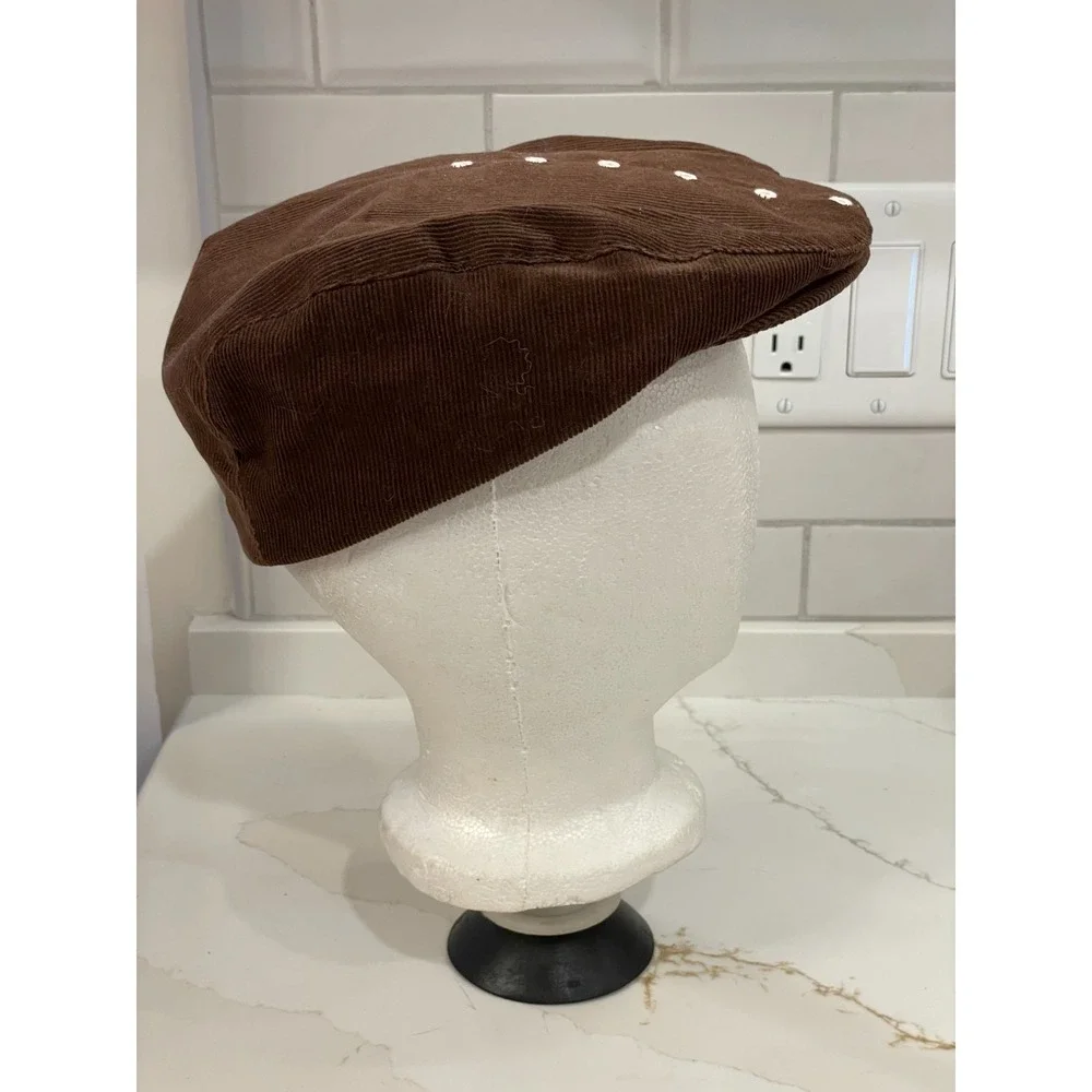 Vintage Y2K Volcom Gals Flat Cap Hat Women One Size Brown Corduroy Newsboy New
